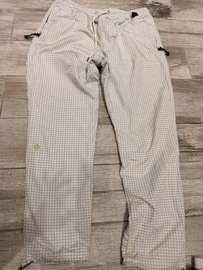 Converse White Grid Drawstring basketball Joggers with Lime Accent